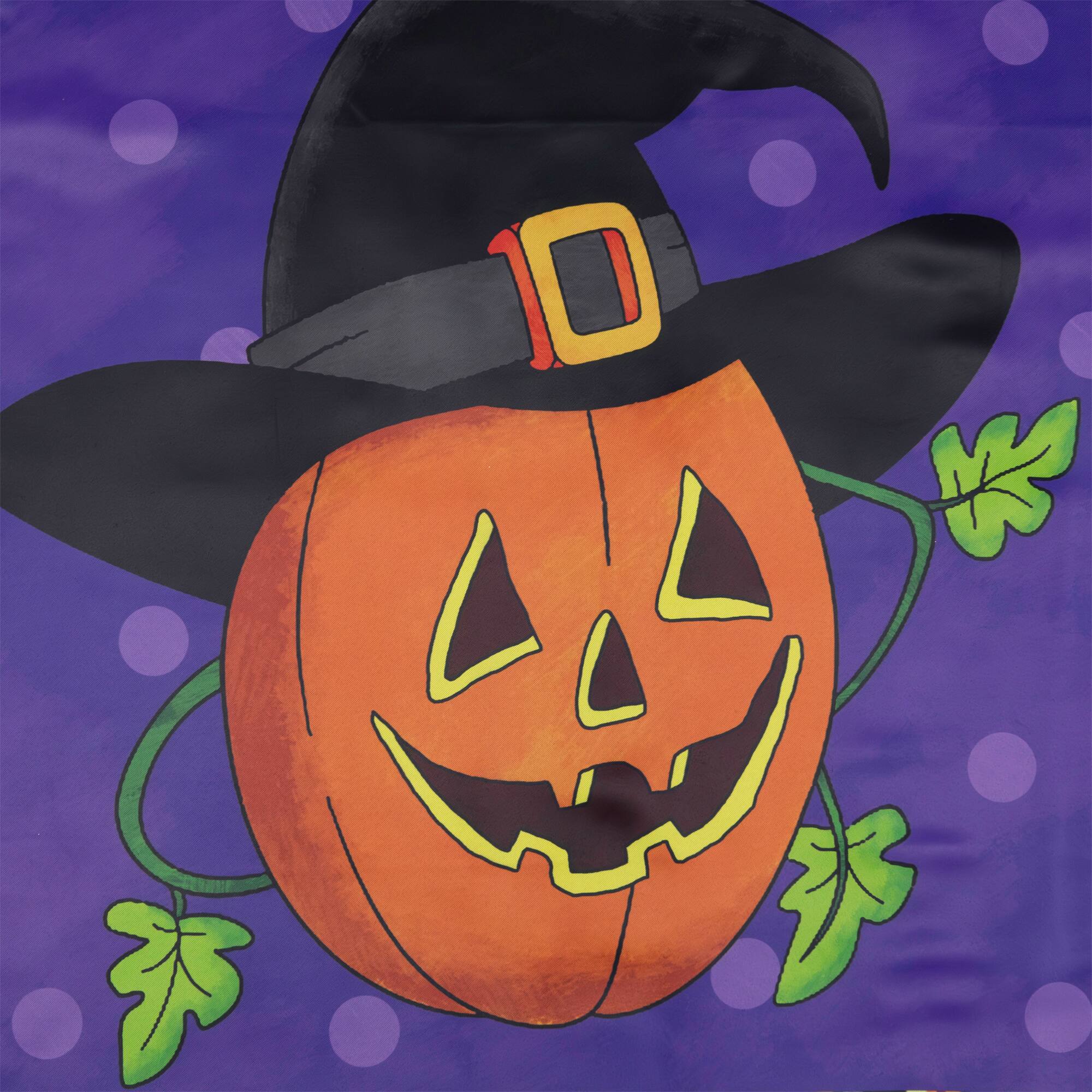 Happy Halloween Pumpkin in a Witch Hat Outdoor Garden Flag, 28" x 40"